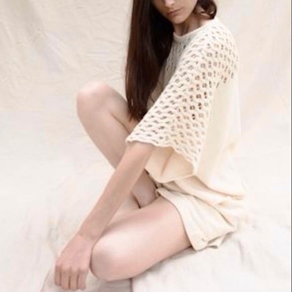 Wol Hide Loose Lace Lattice Organic Cotton Knit Sweater - Picture 2 of 14